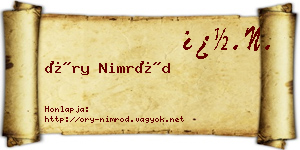 Őry Nimród névjegykártya